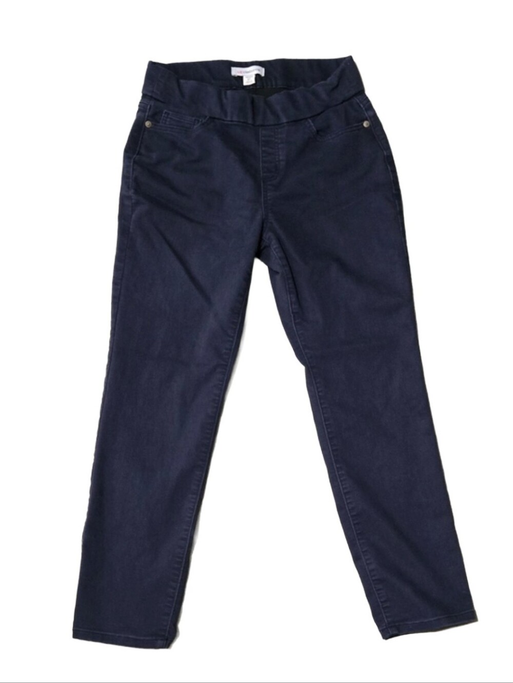 Liz Claiborne Amber Navy Blue Straight Leg Pants Women's Size 6P Petite Stretch
